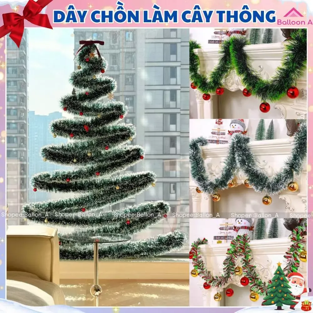 Dây chồn dài 2m giả kim tuyến trang trí Noel,Tết–Dây kim tuyến quấn cây thông, treo tường,decor tiệc sinh nhật